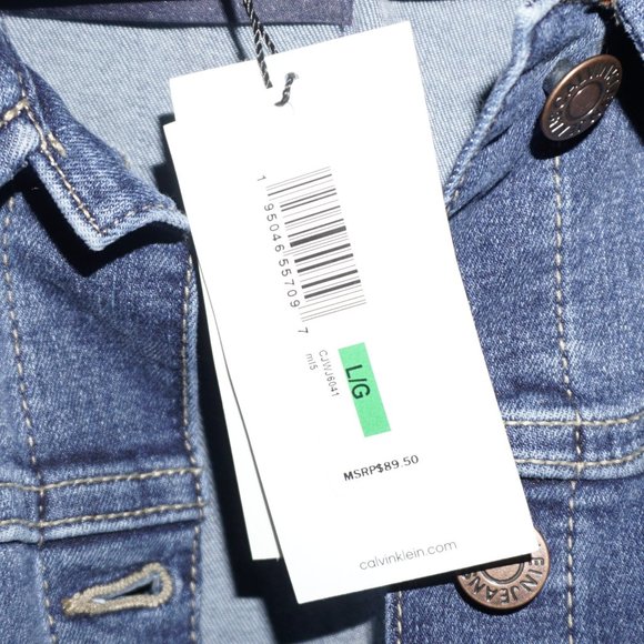 Calvin Klein Jeans Mid Blue Faded Denim Trucker Jacket - Picture 8 of 10